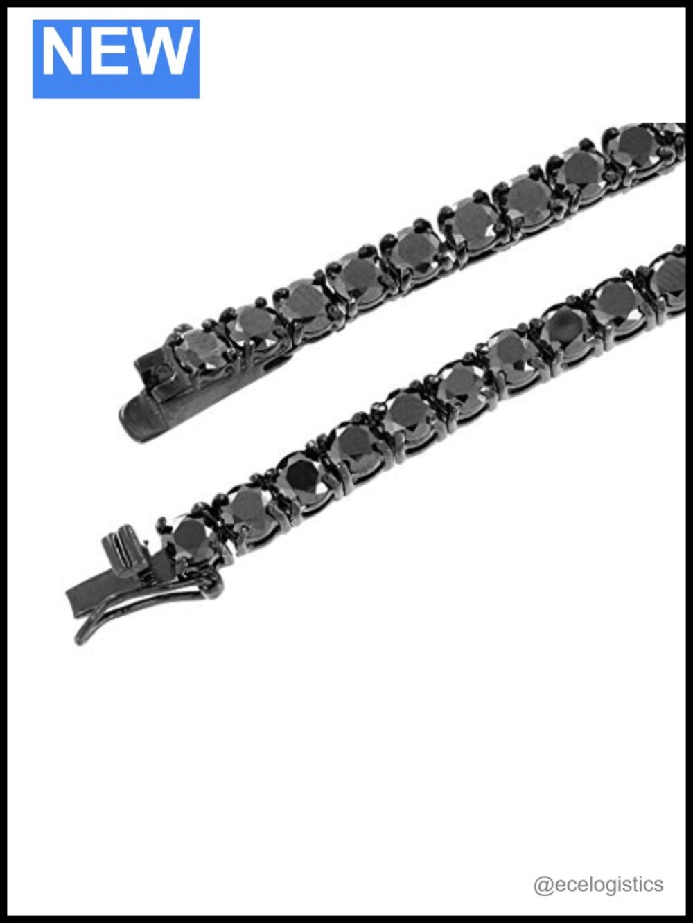 Lab Created Diamond Tennis Necklace Bracelet Black Finish 5MM